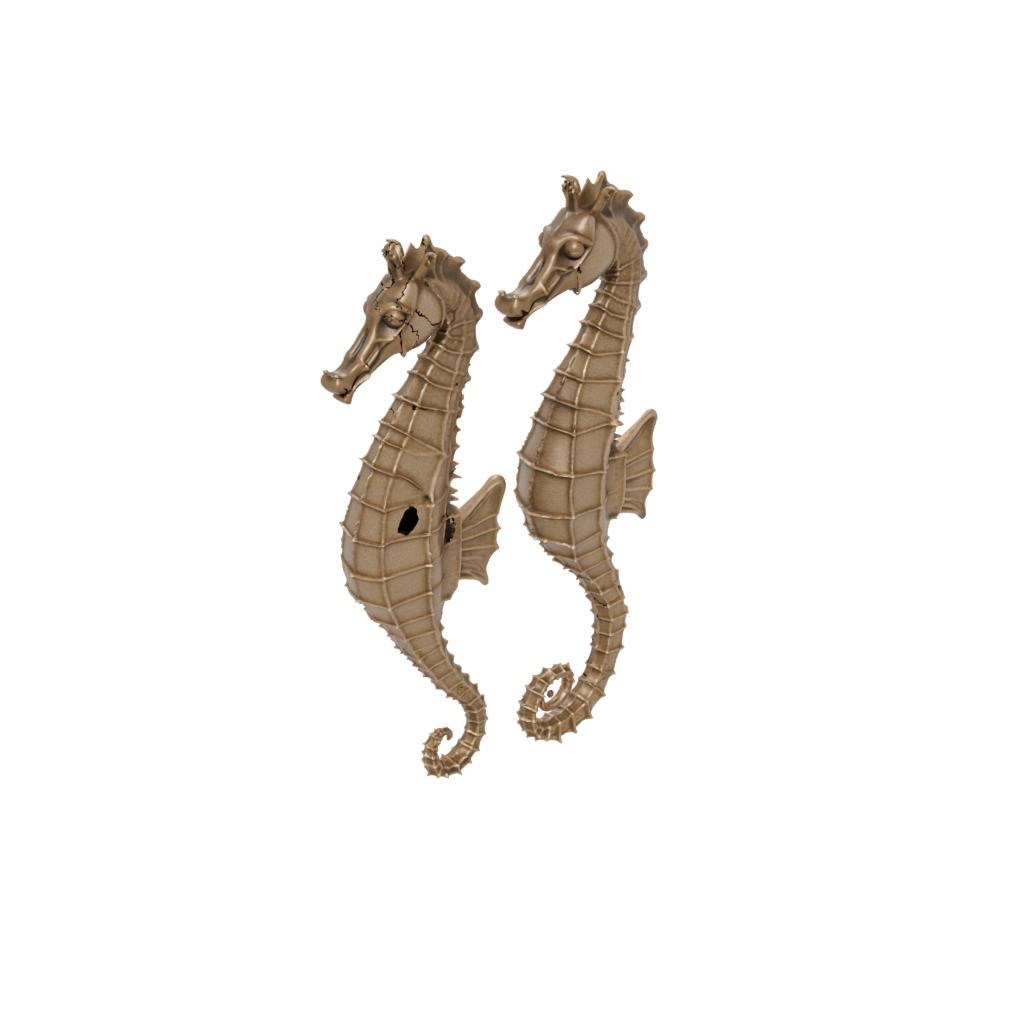 Bronze Textured Articulated Seahorse