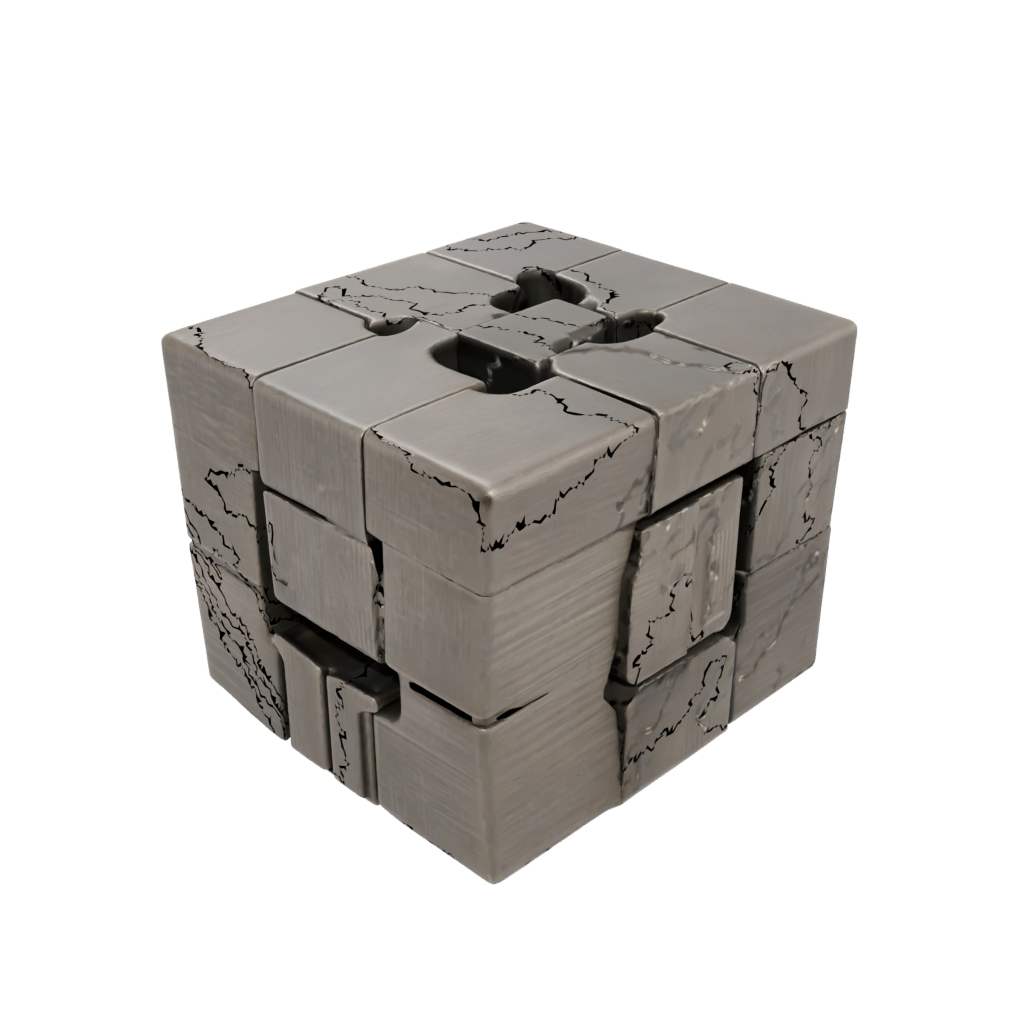 Bronze Textured Slide-Puzzle Cube