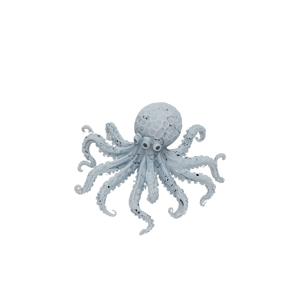 Crystal Textured Articulated Octopus Mini — fidgets 3D print model, STL
