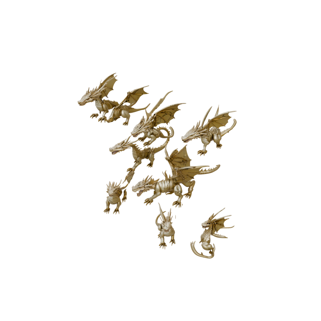 Gold Big Articulated Keychain Dragonling