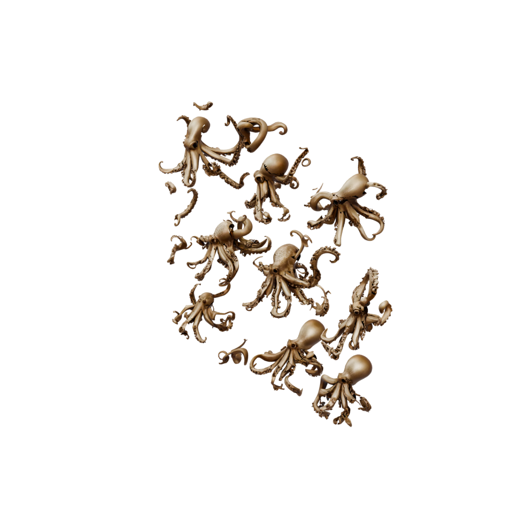 Gold Big Articulated Octopus Mini