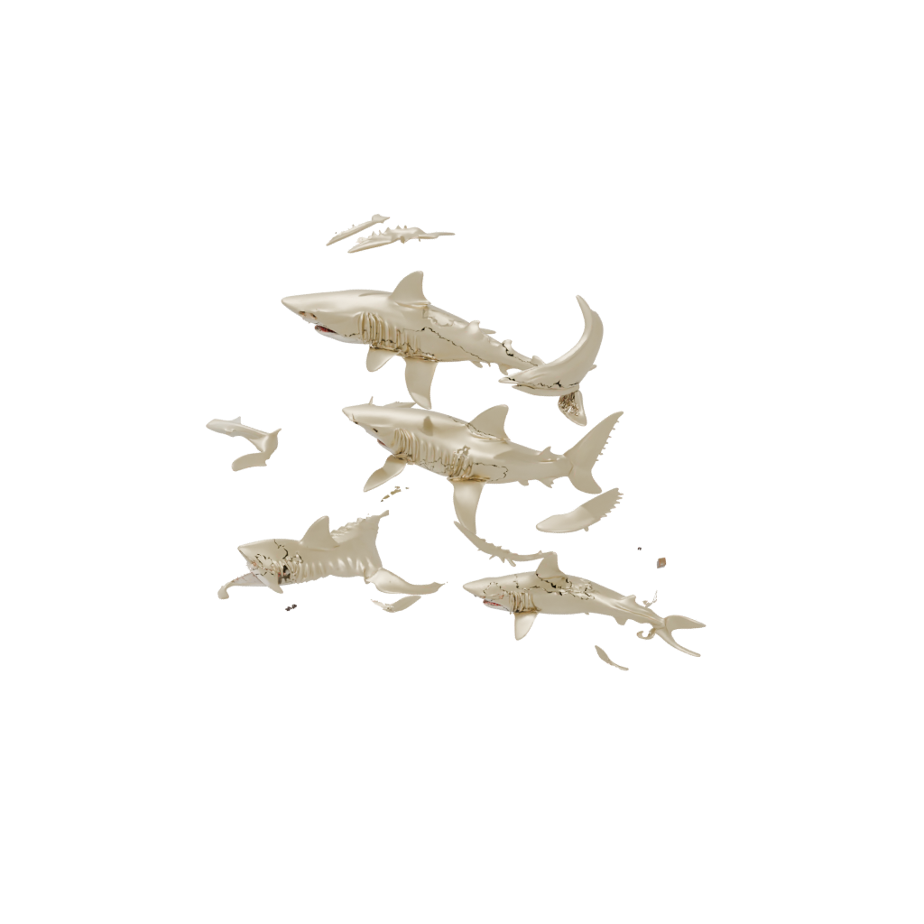 Gold Big Articulated Shark
