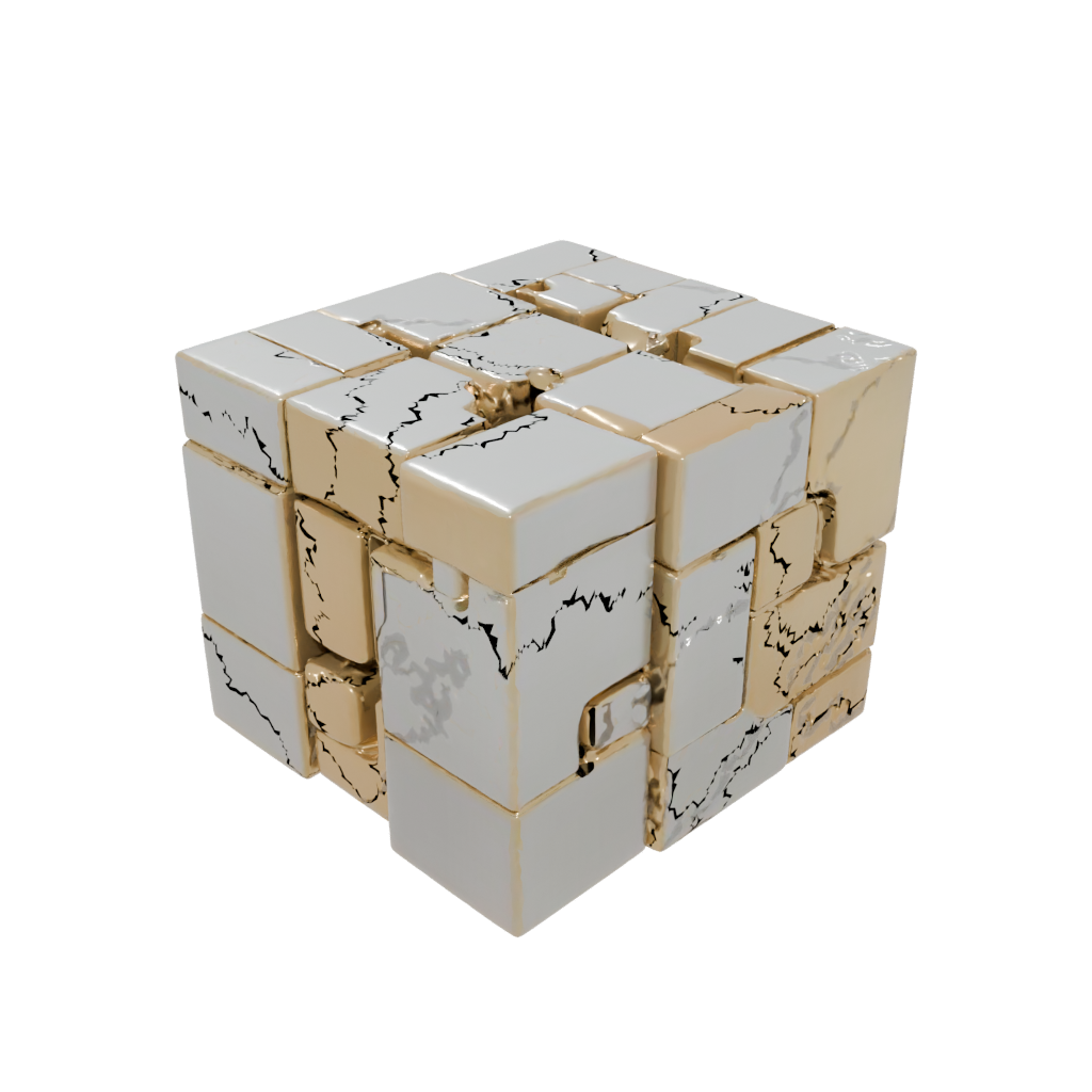 Gold Big Slide-Puzzle Cube