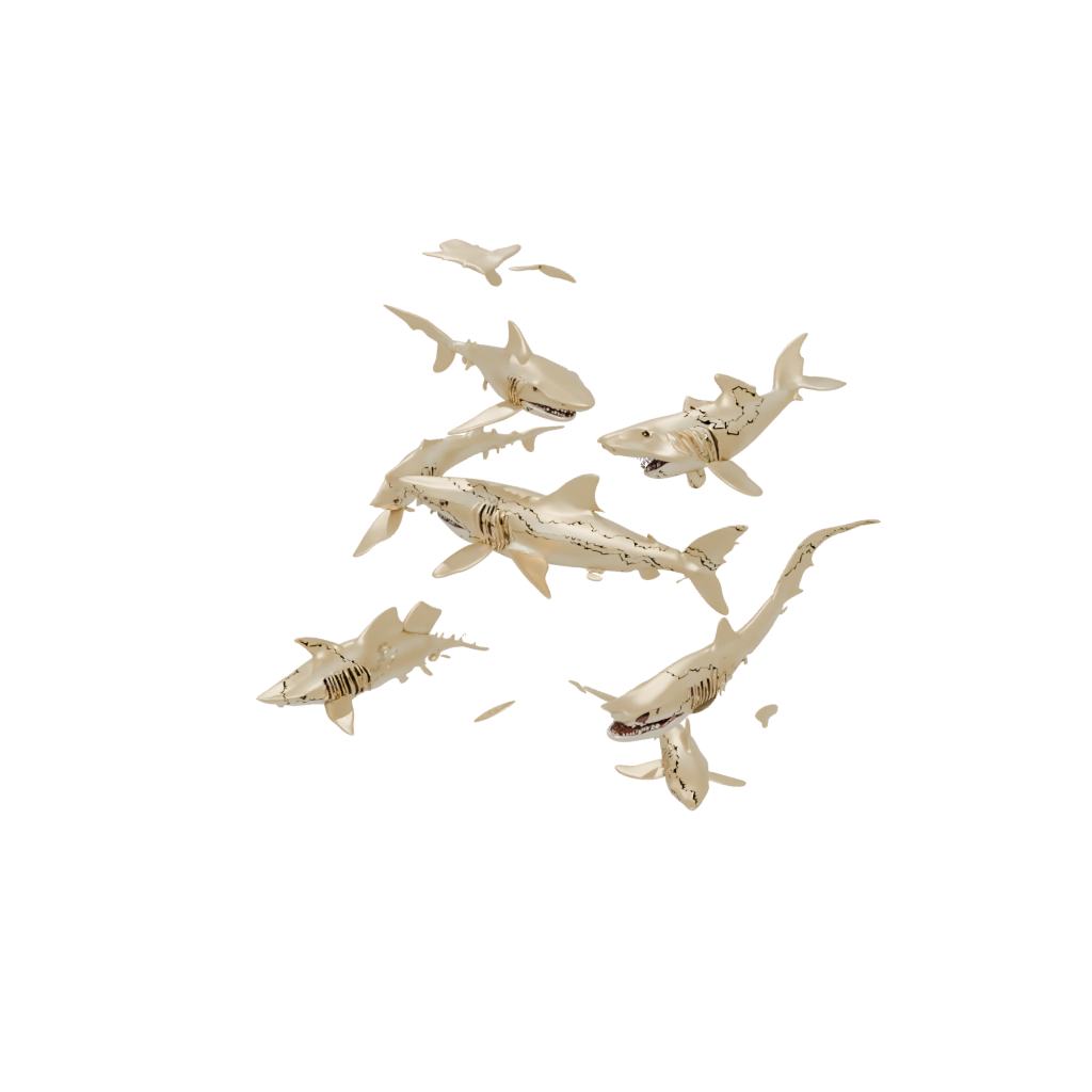 Gold Soft Articulated Shark