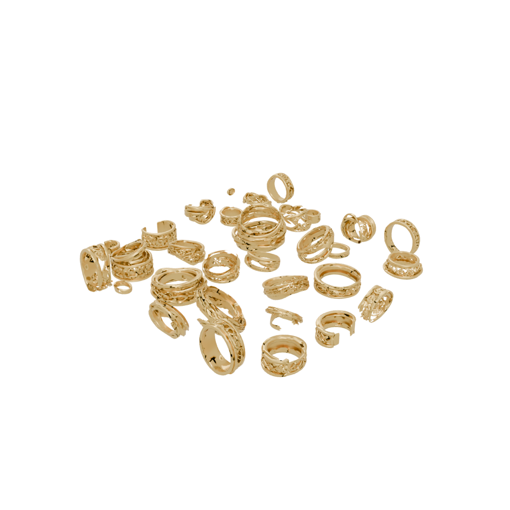 Gold Nested Rotating Rings
