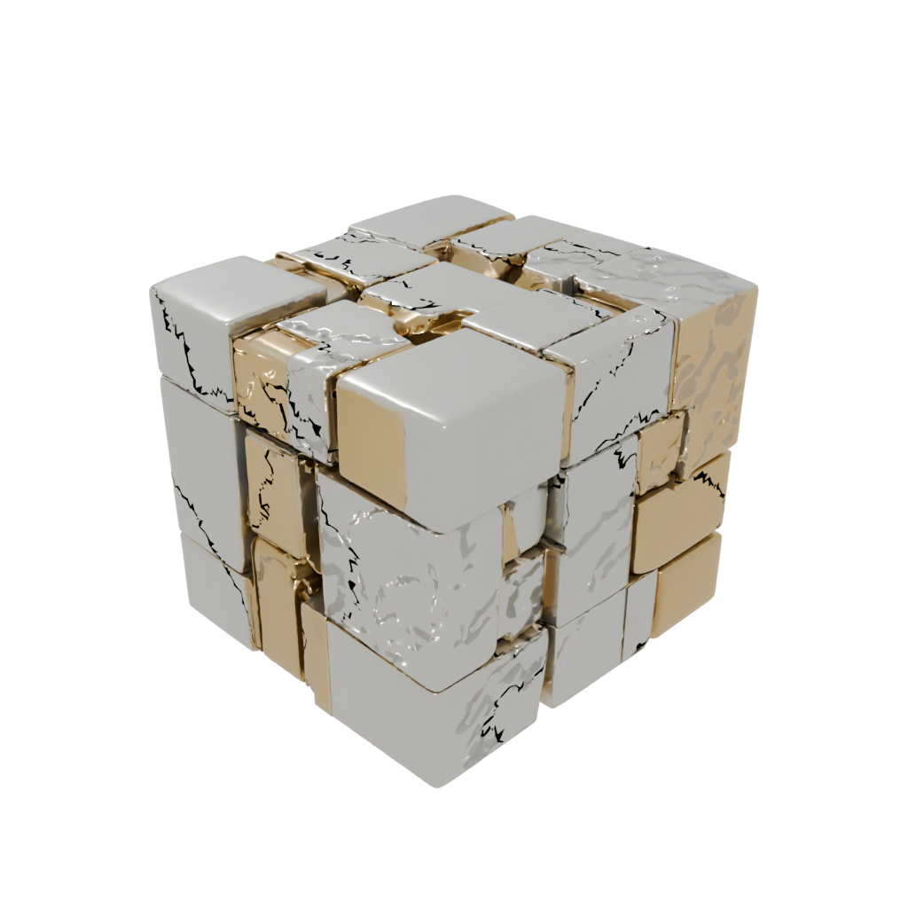 Gold Slide-Puzzle Cube
