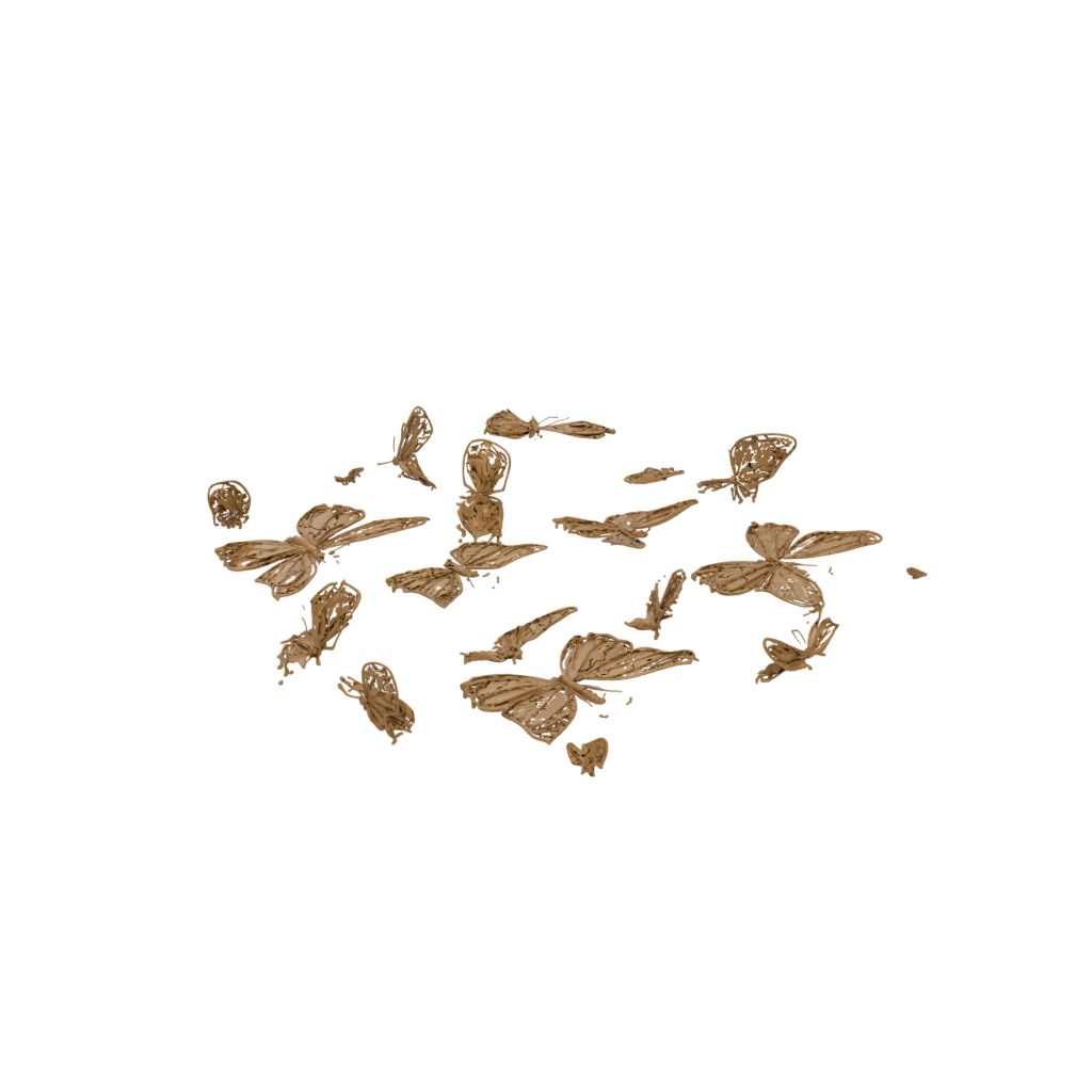 Gold Textured Articulated Butterfly