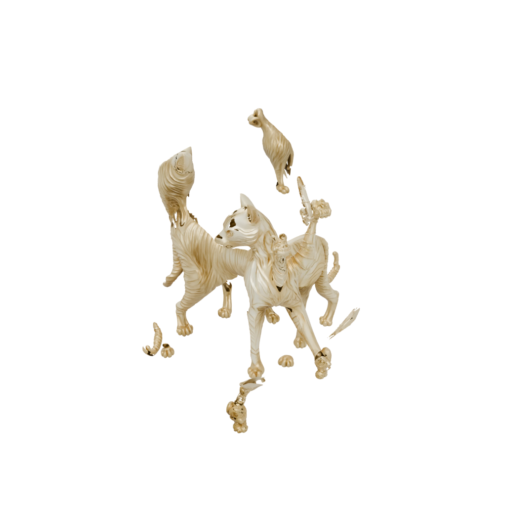 Gold Textured Articulated Cat