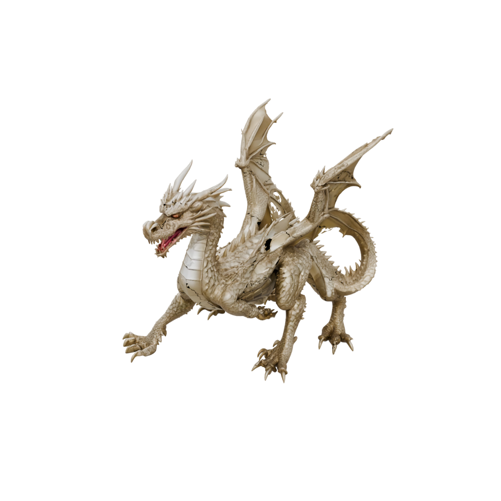 Gold Textured Articulated Dragon Long