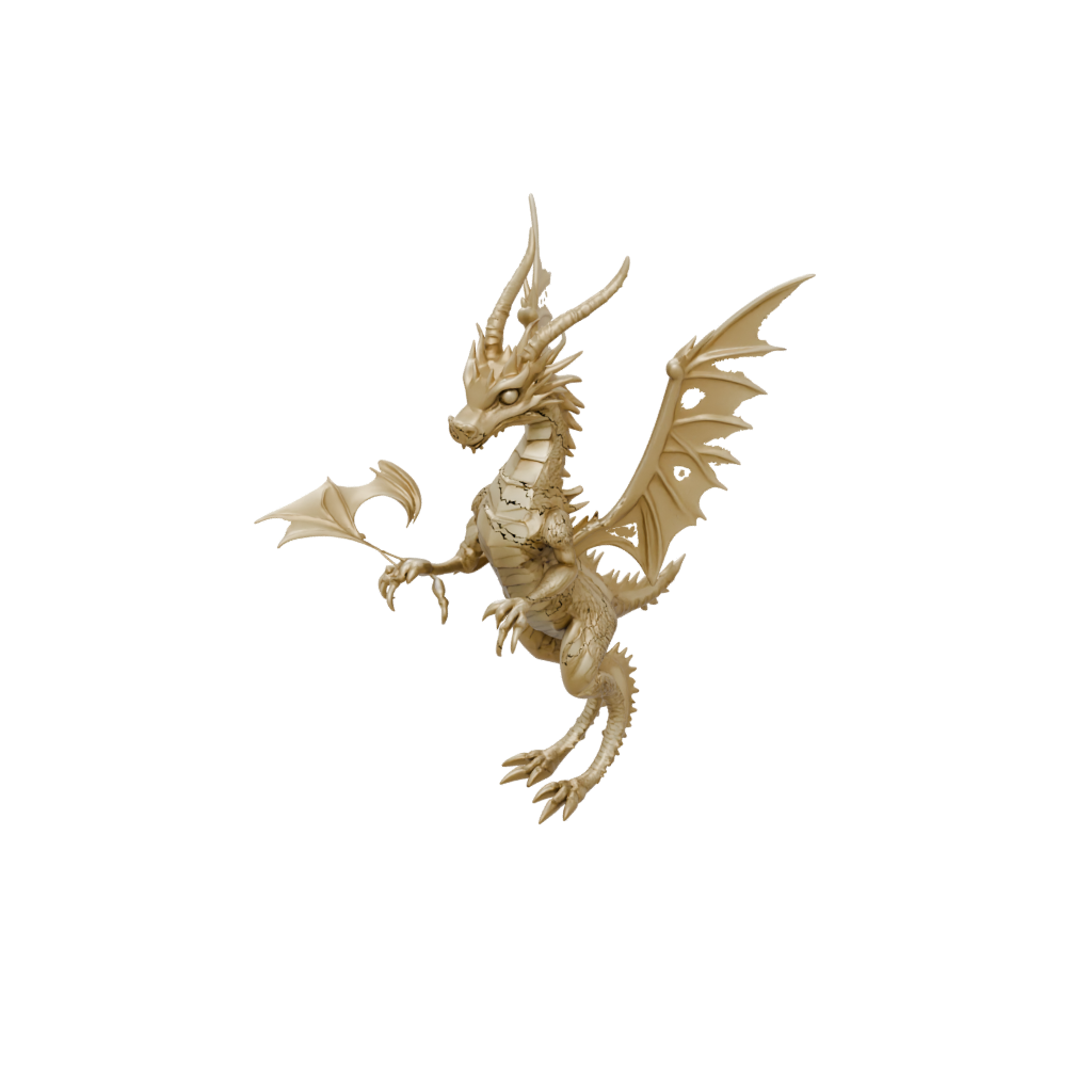 Gold Textured Articulated Keychain Dragonling