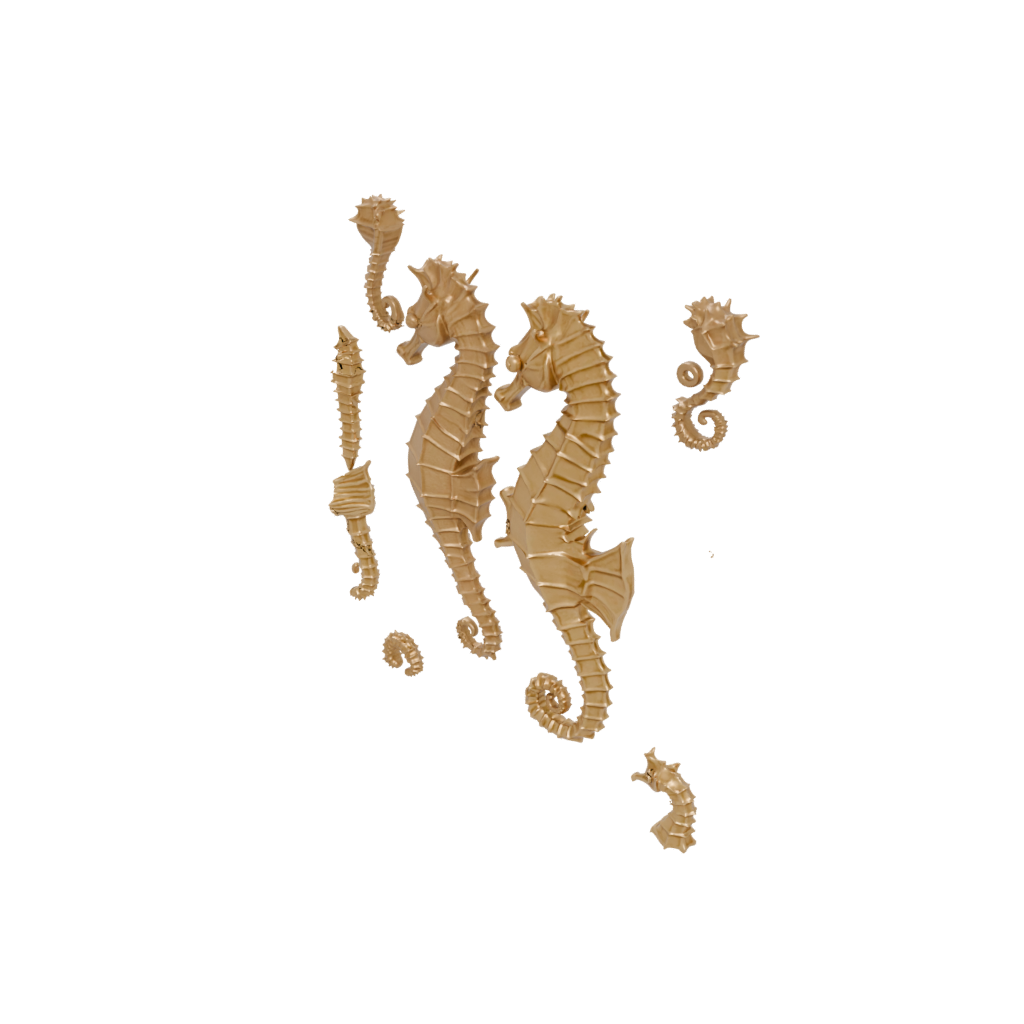 Gold Textured Articulated Seahorse
