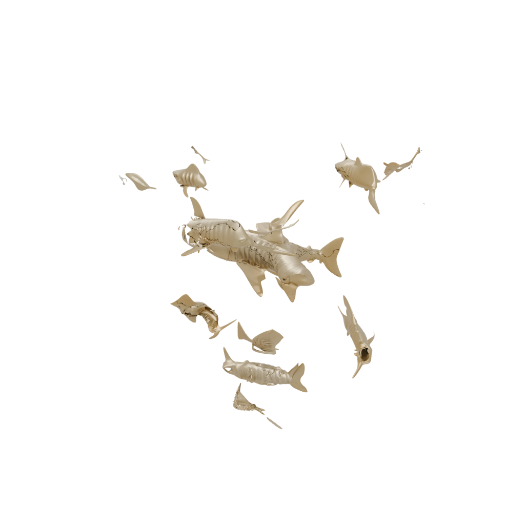 Gold Textured Articulated Shark