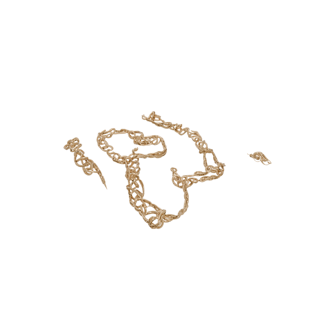 Gold Textured Interlocking Ring Chain