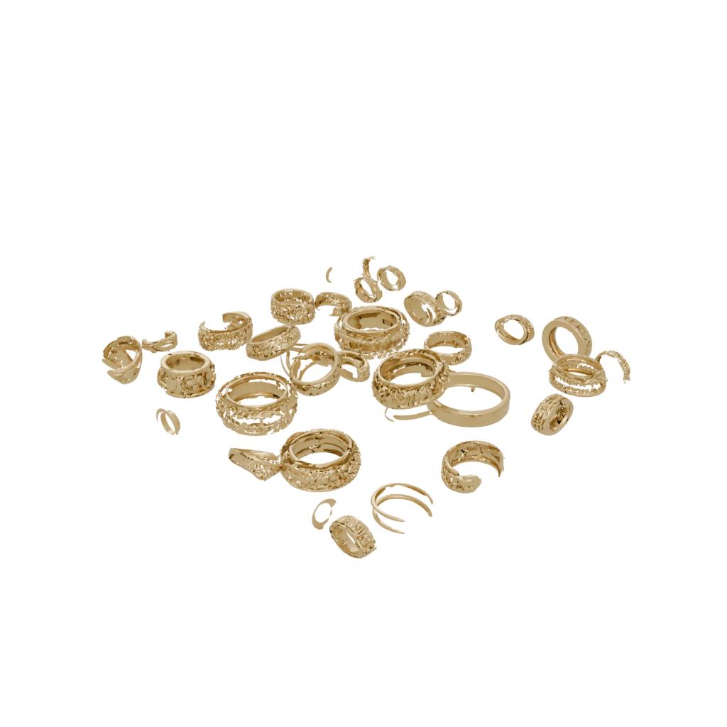 Gold Textured Nested Rotating Rings