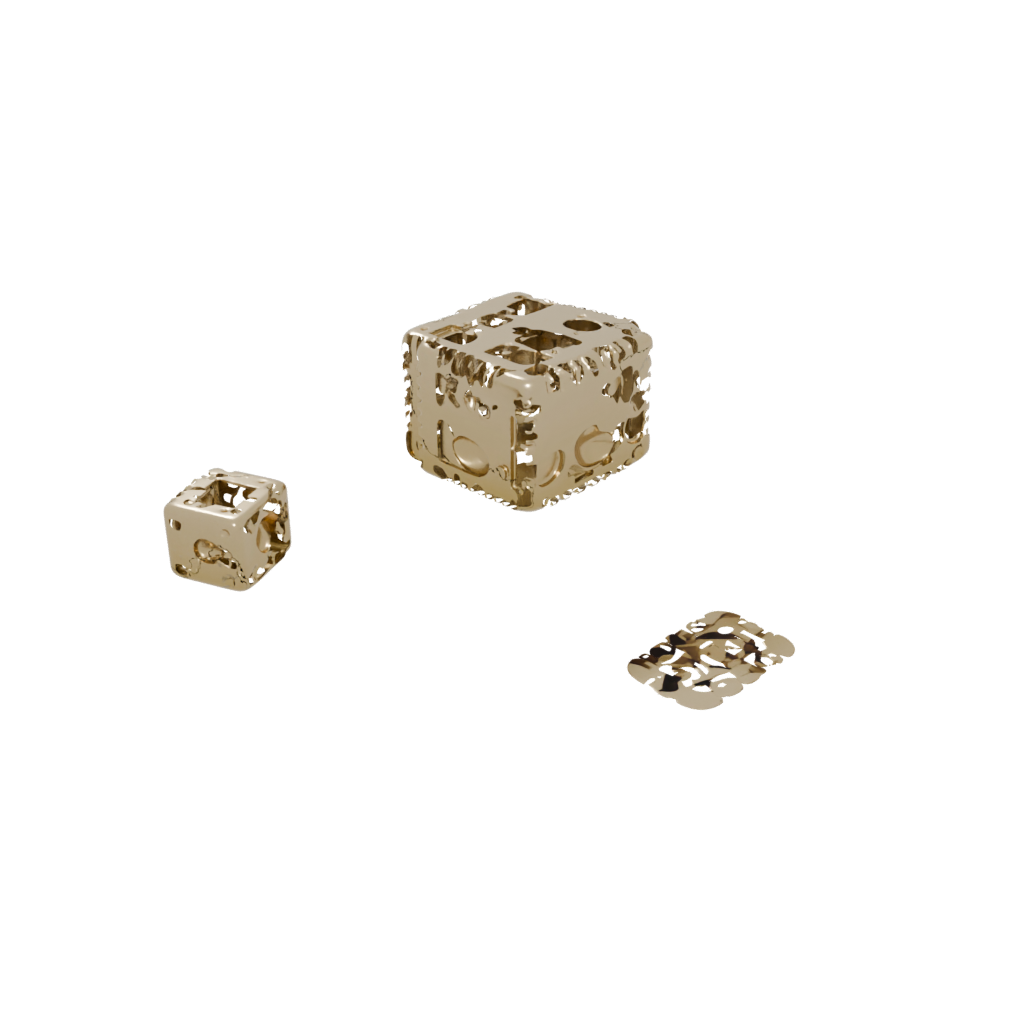 Gold Textured Pocket Gear Cube