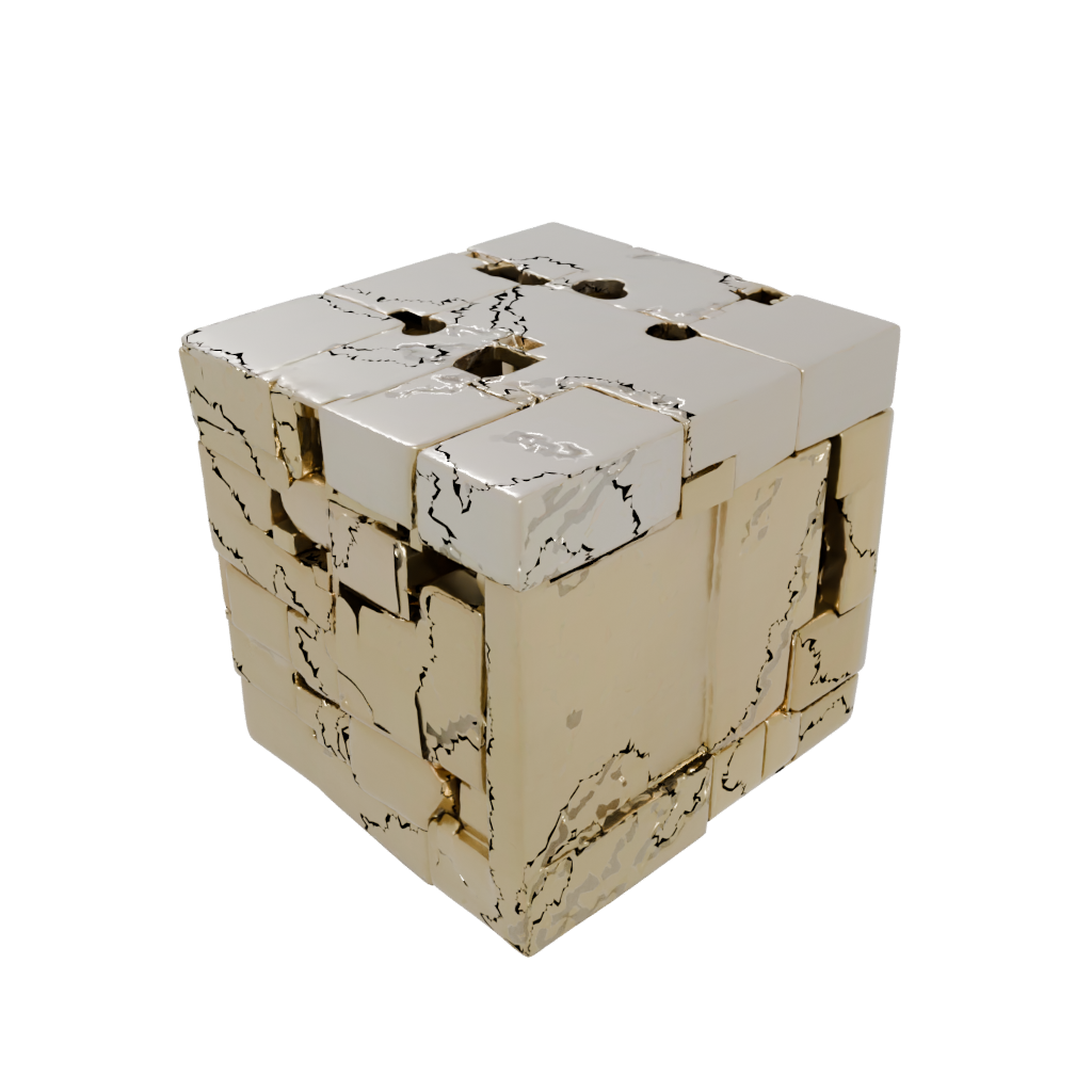 Gold Textured Slide-Puzzle Cube
