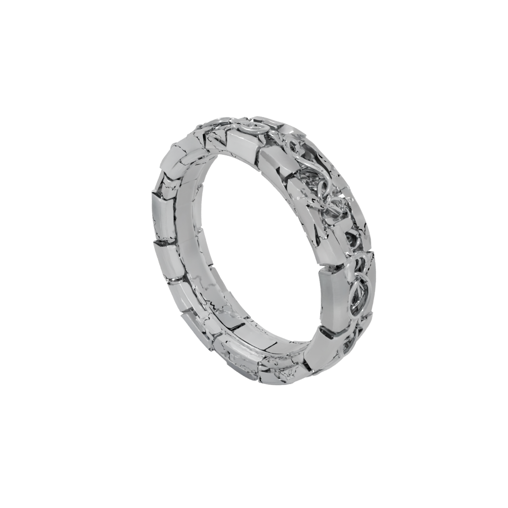 Low-Poly Textured Interlocking Ring Chain