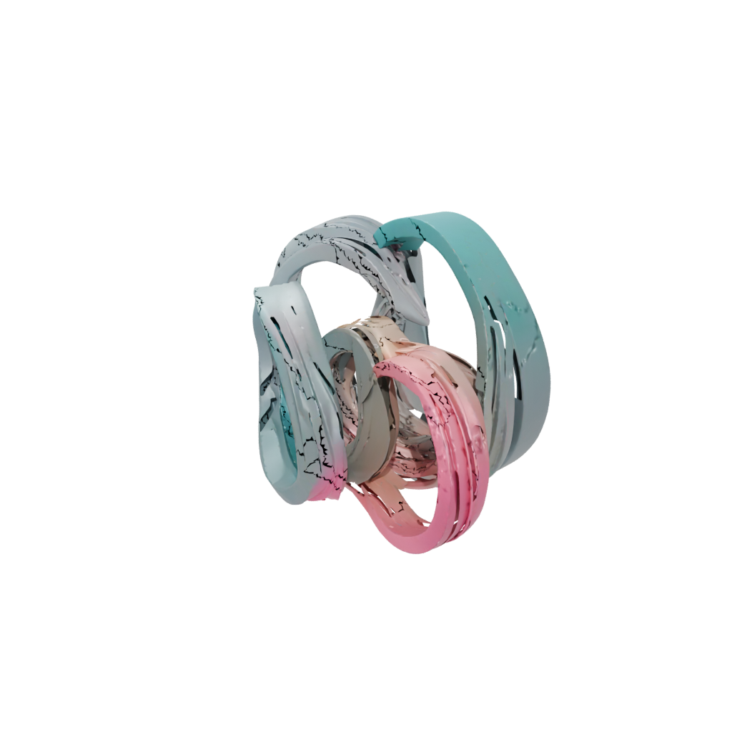 Neon Big Nested Rotating Rings