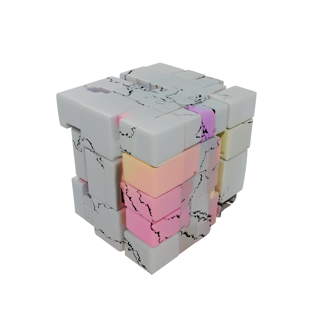 Neon Slide-Puzzle Cube