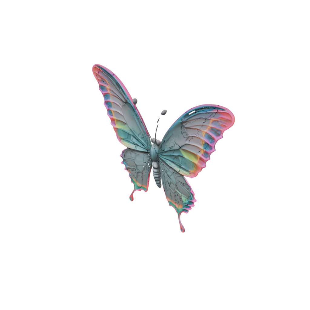 Neon Textured Articulated Butterfly