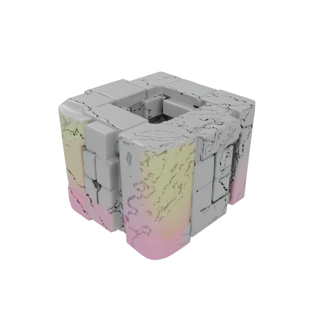 Neon Textured Folding Hinge Cube