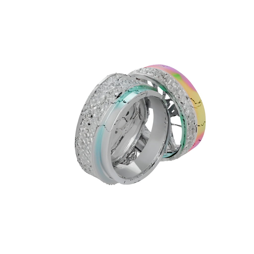 Neon Textured Nested Rotating Rings