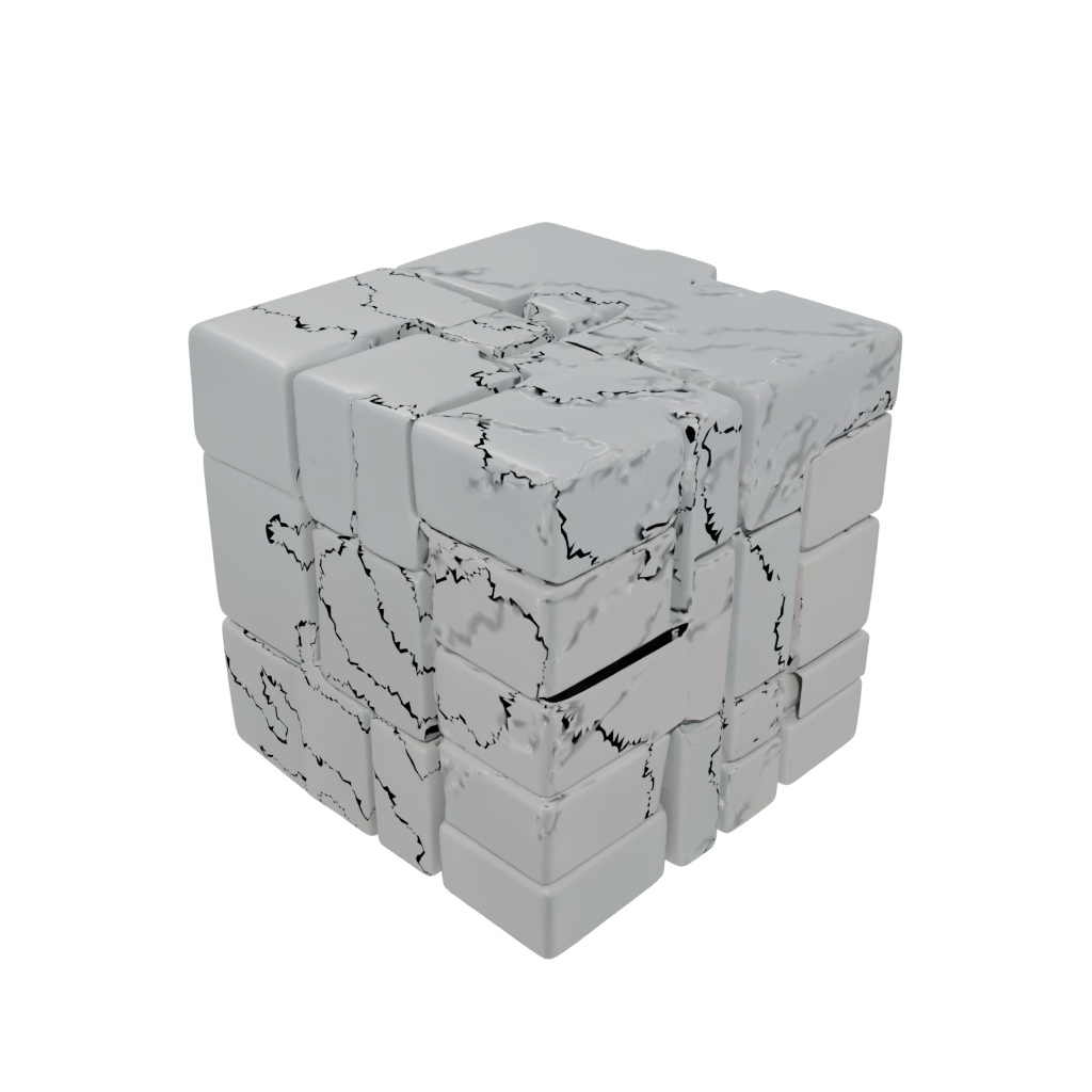 Neon Textured Slide-Puzzle Cube