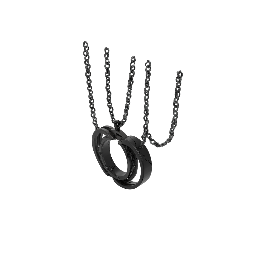 Obsidian Pocket Interlocking Ring Chain