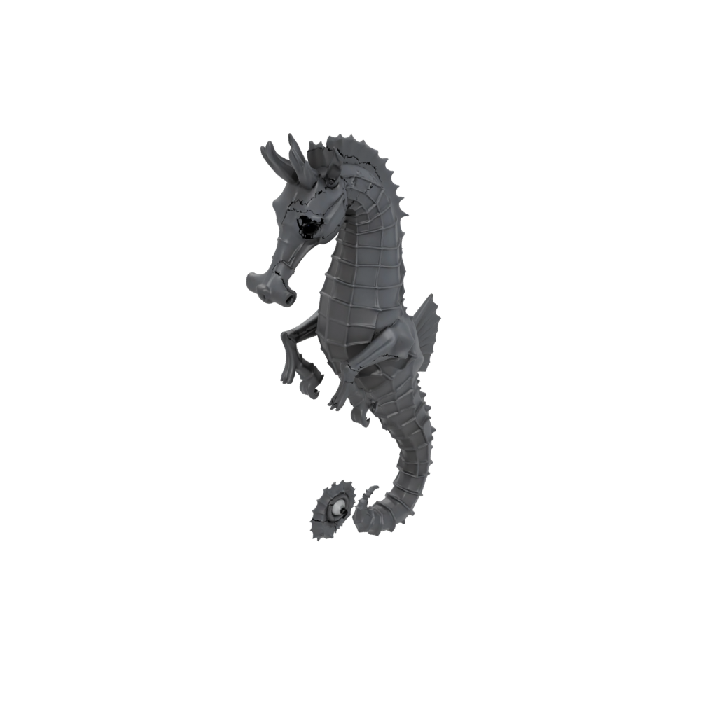 Obsidian Big Articulated Seahorse