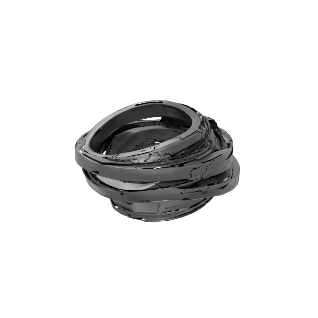 Obsidian Big Nested Rotating Rings