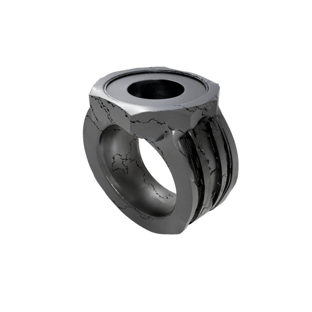 Obsidian Big Spinning Coin Ring