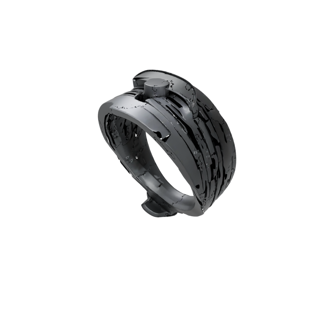 Obsidian Soft Spinning Coin Ring