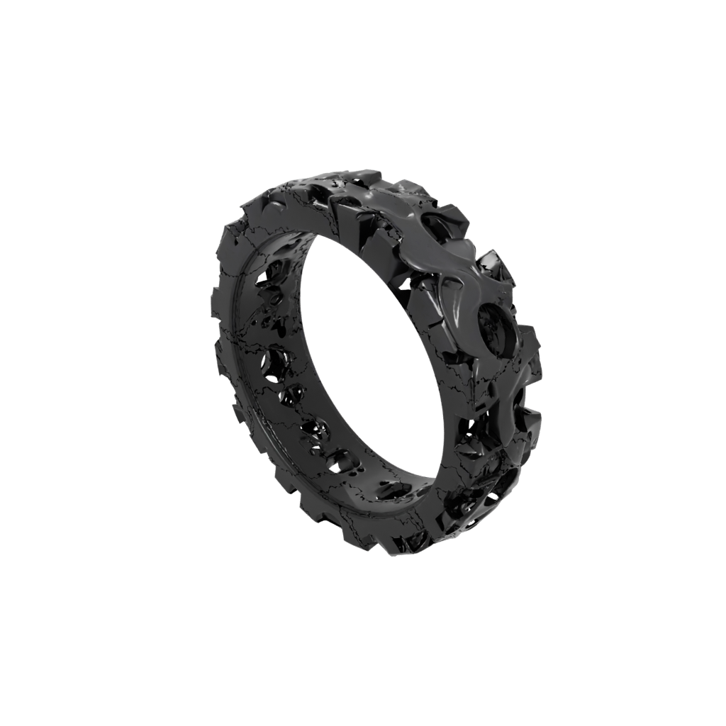 Obsidian Sensory Chain Ring