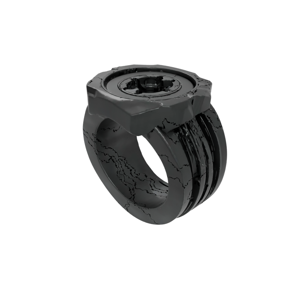 Obsidian Spinning Coin Ring