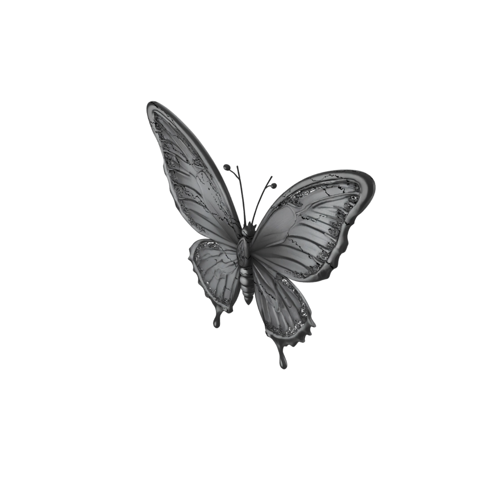 Obsidian Textured Articulated Butterfly