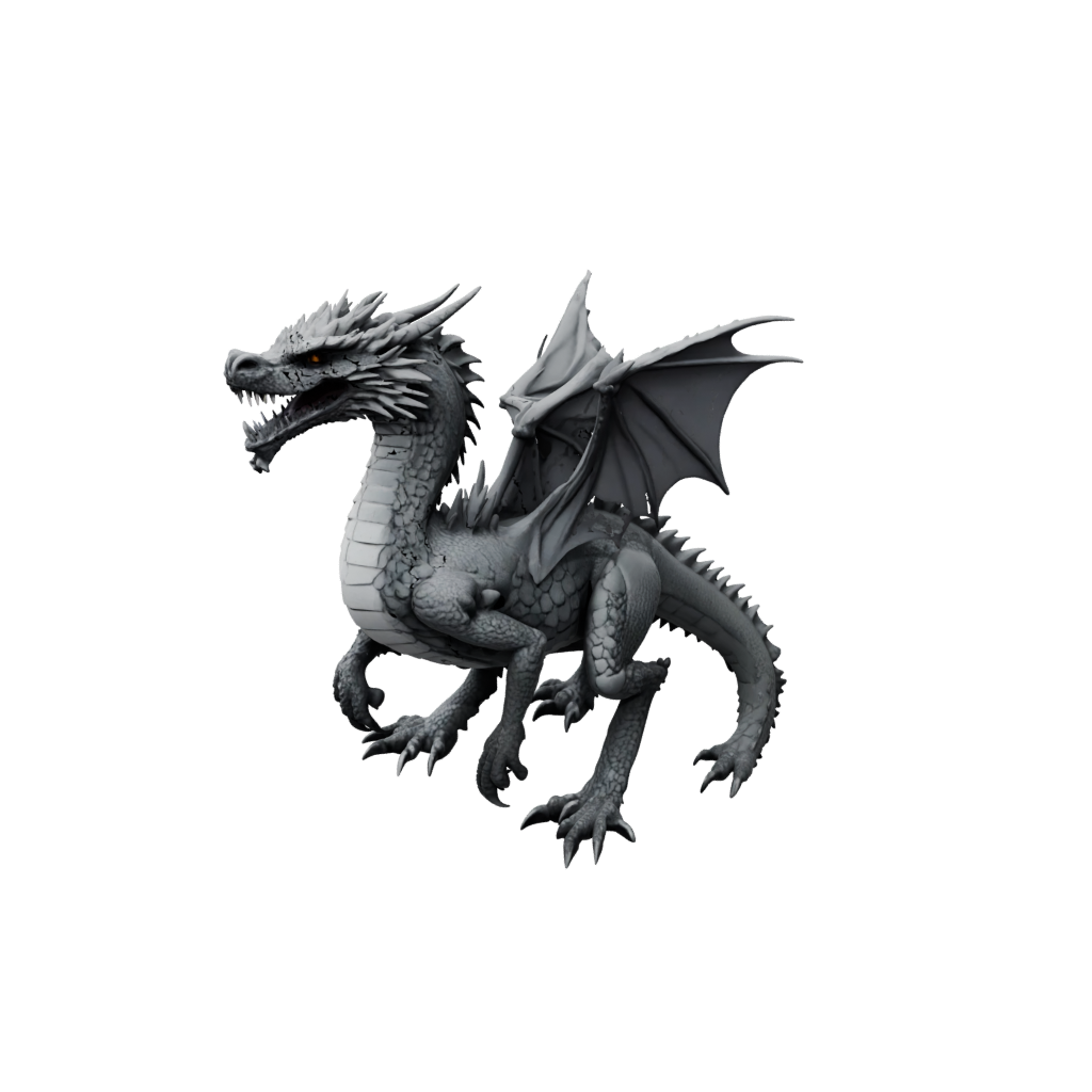 Obsidian Textured Articulated Dragon Long