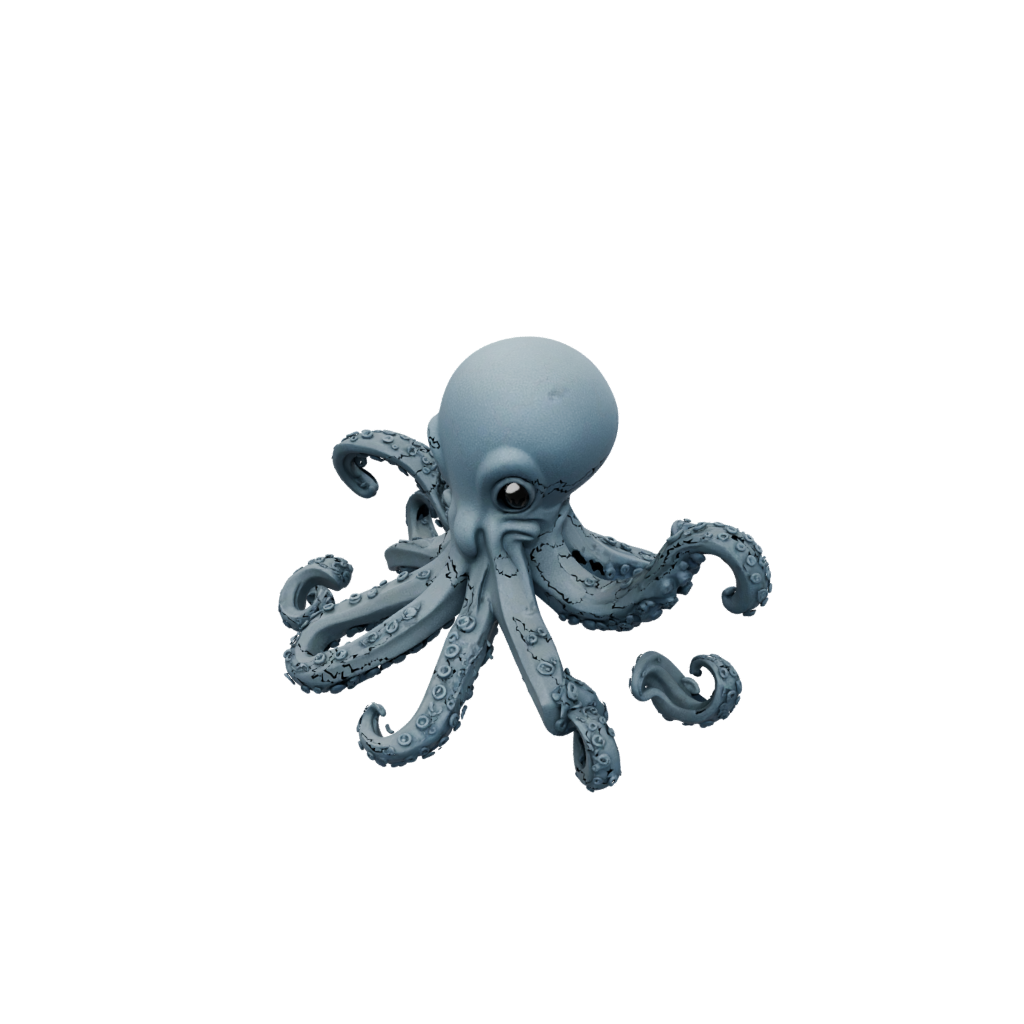 Obsidian Textured Articulated Octopus Mini