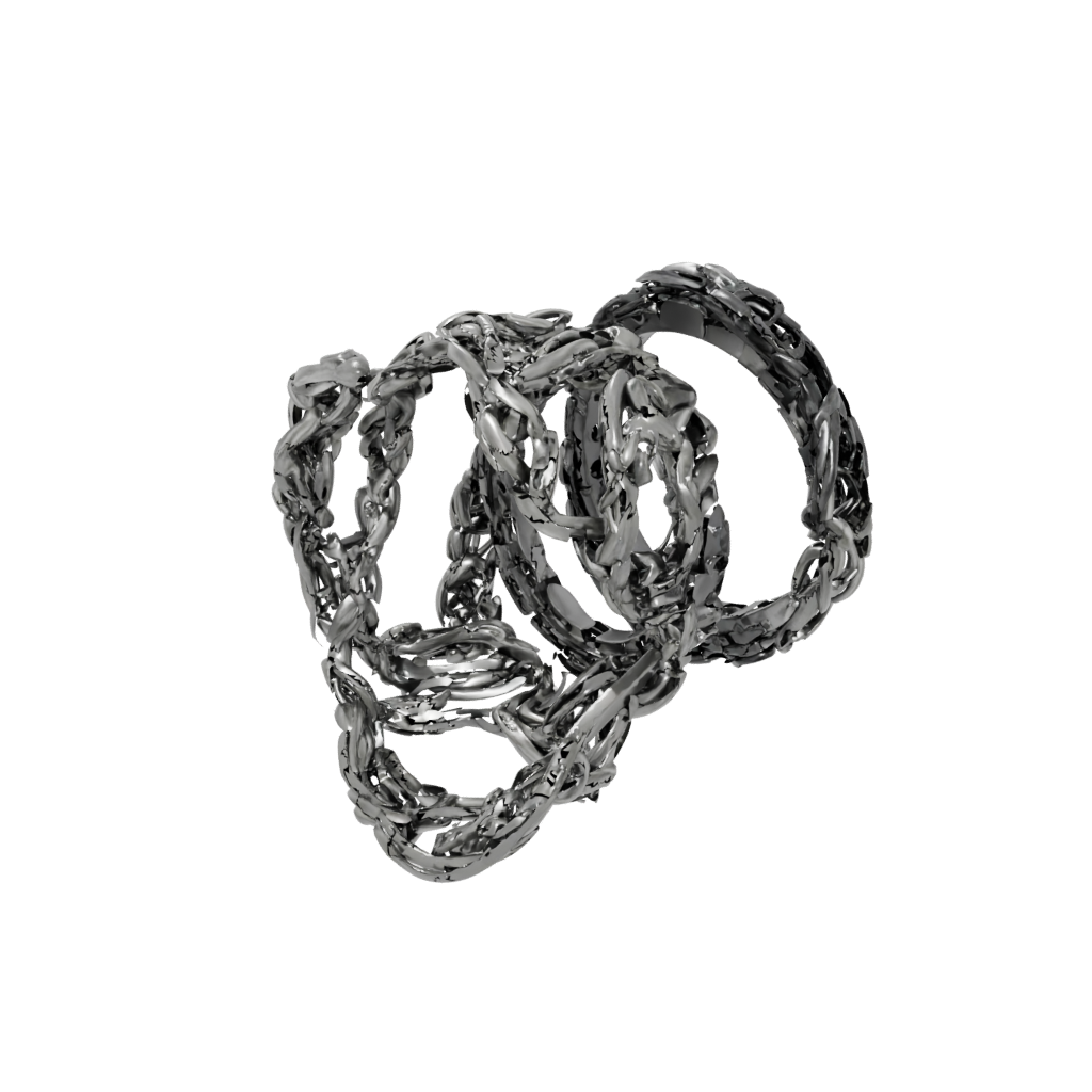 Obsidian Textured Interlocking Ring Chain