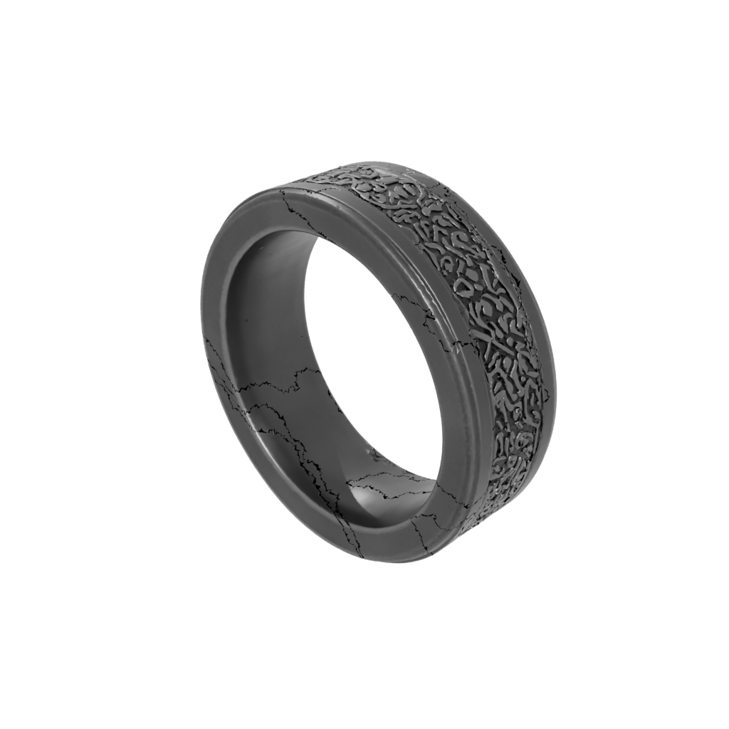Obsidian Textured Spinning Coin Ring