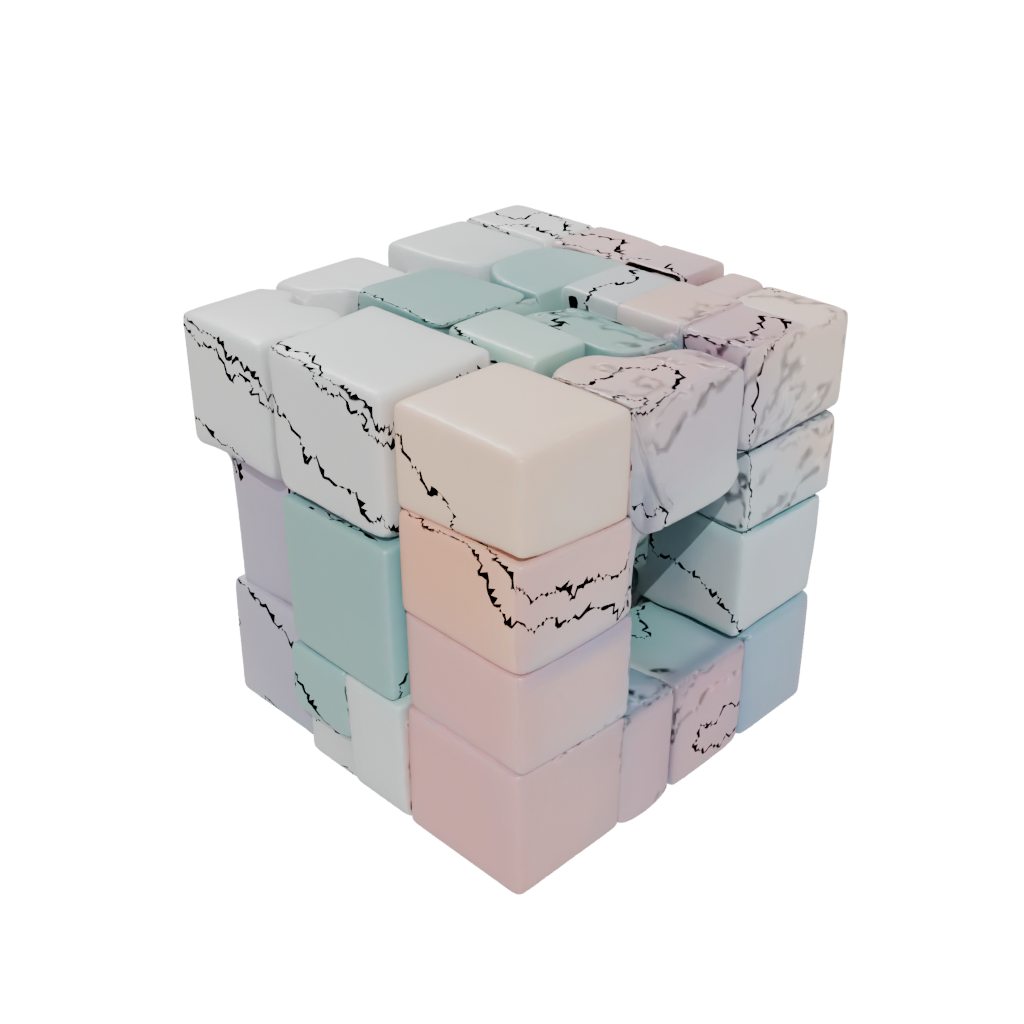 Pastel Slide-Puzzle Cube