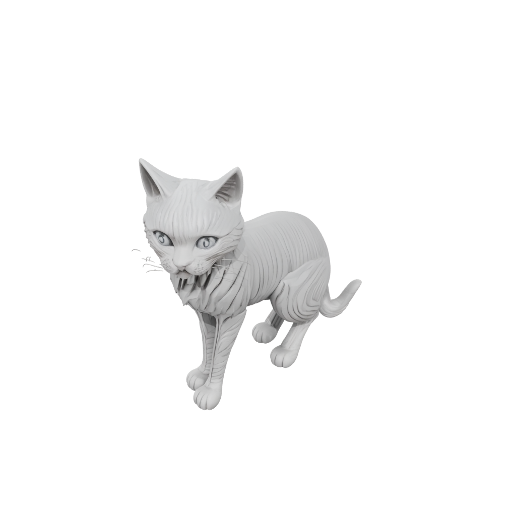 Woodgrain Textured Articulated Cat