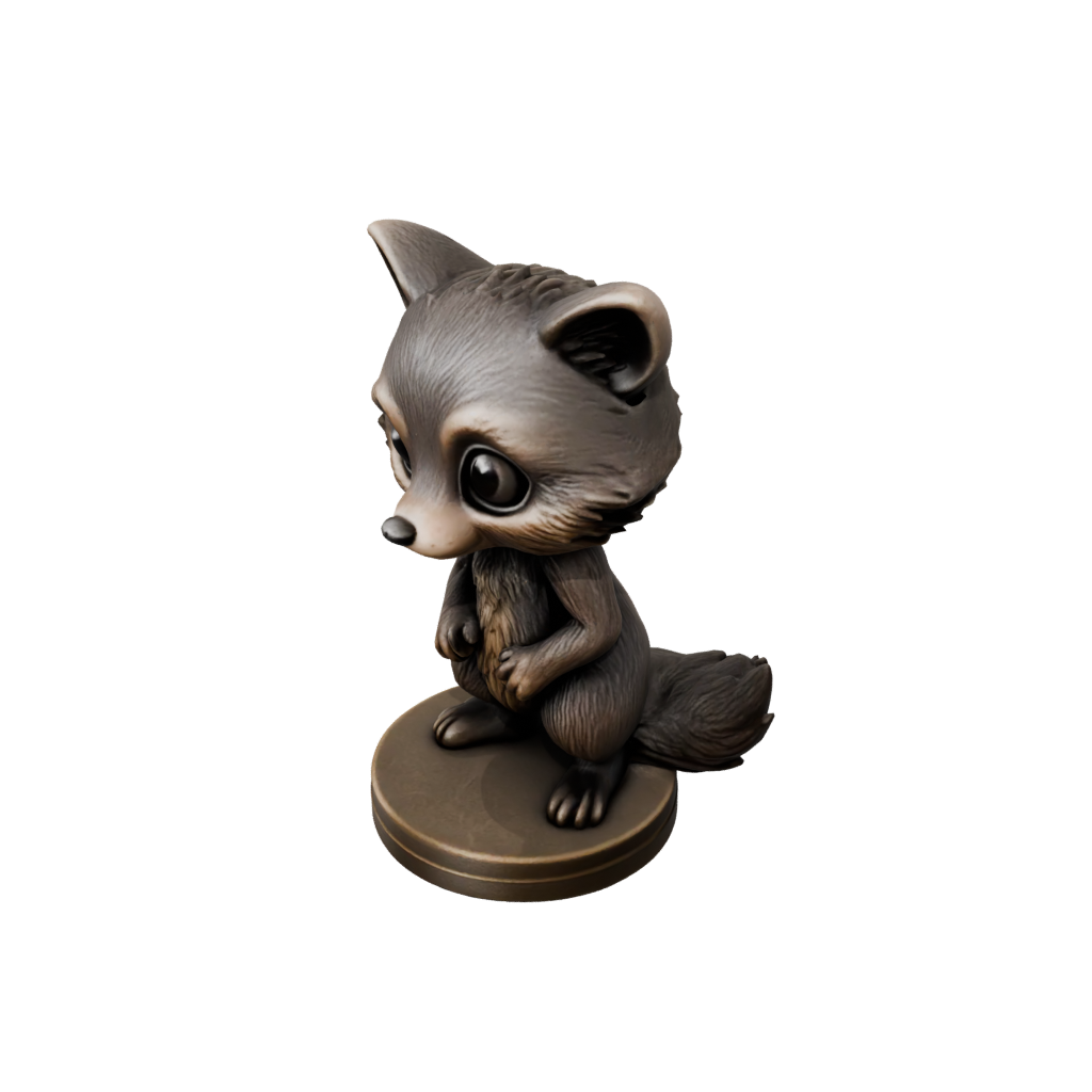 Bronze Chibi Flexi Raccoon — flexi animals 3D print model, STL