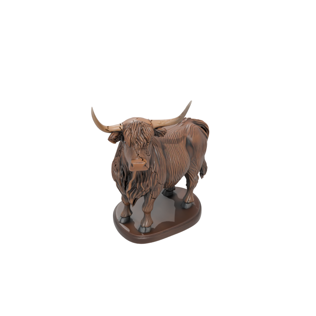 Bronze Flexi Highland Cow — flexi animals 3D print model, STL