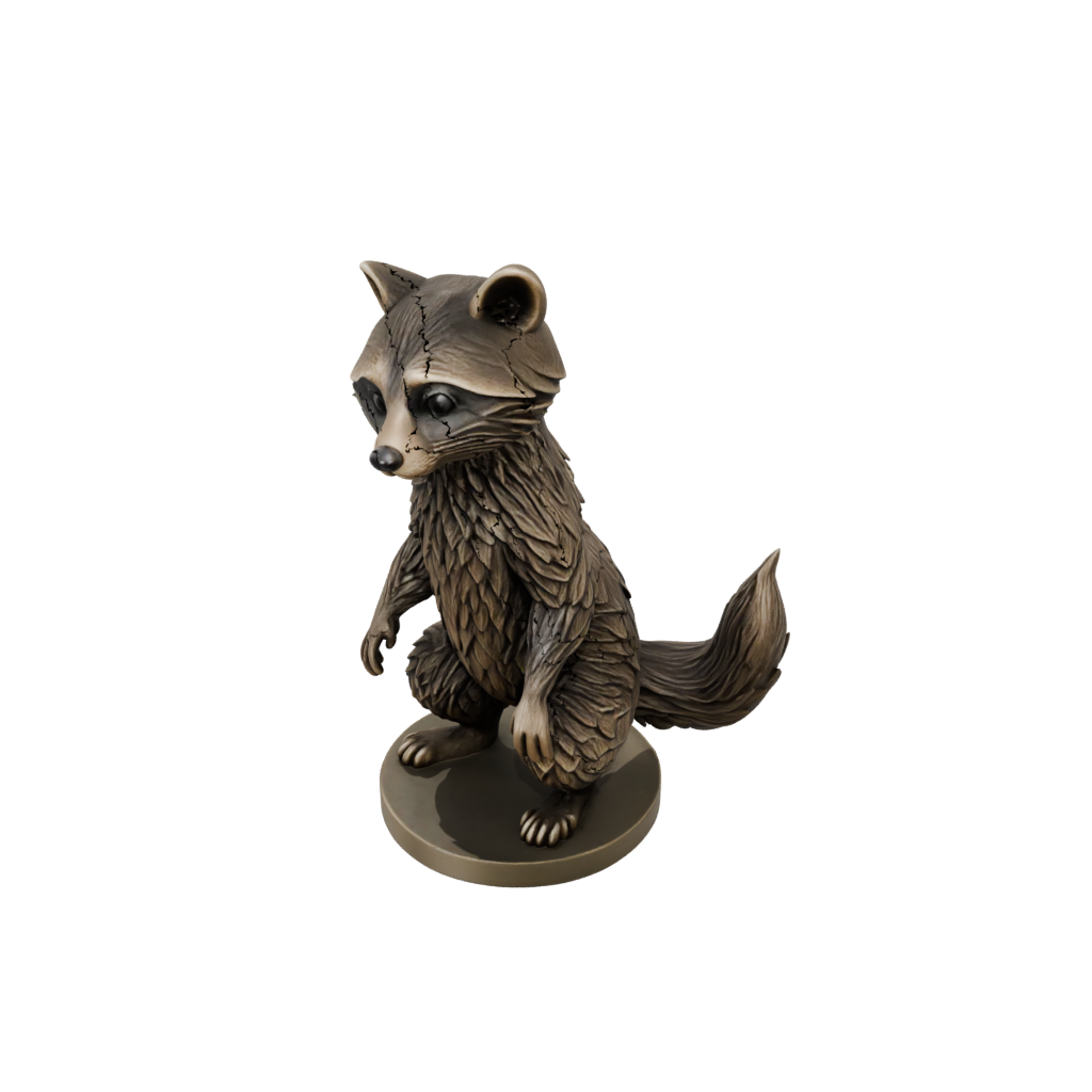 Bronze Floral Flexi Raccoon — flexi animals 3D print model, STL