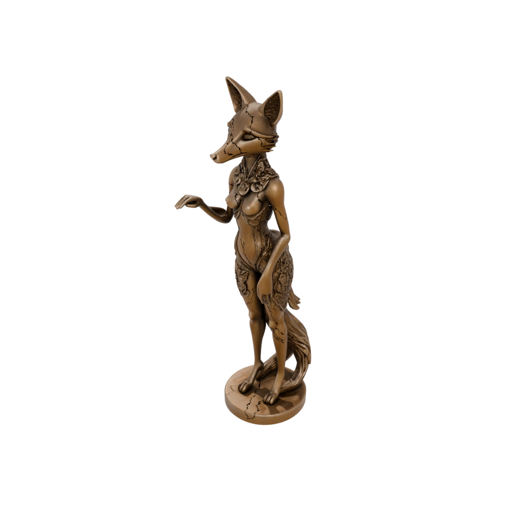 Bronze Floral Flexi Red Fox — flexi animals 3D print model, STL