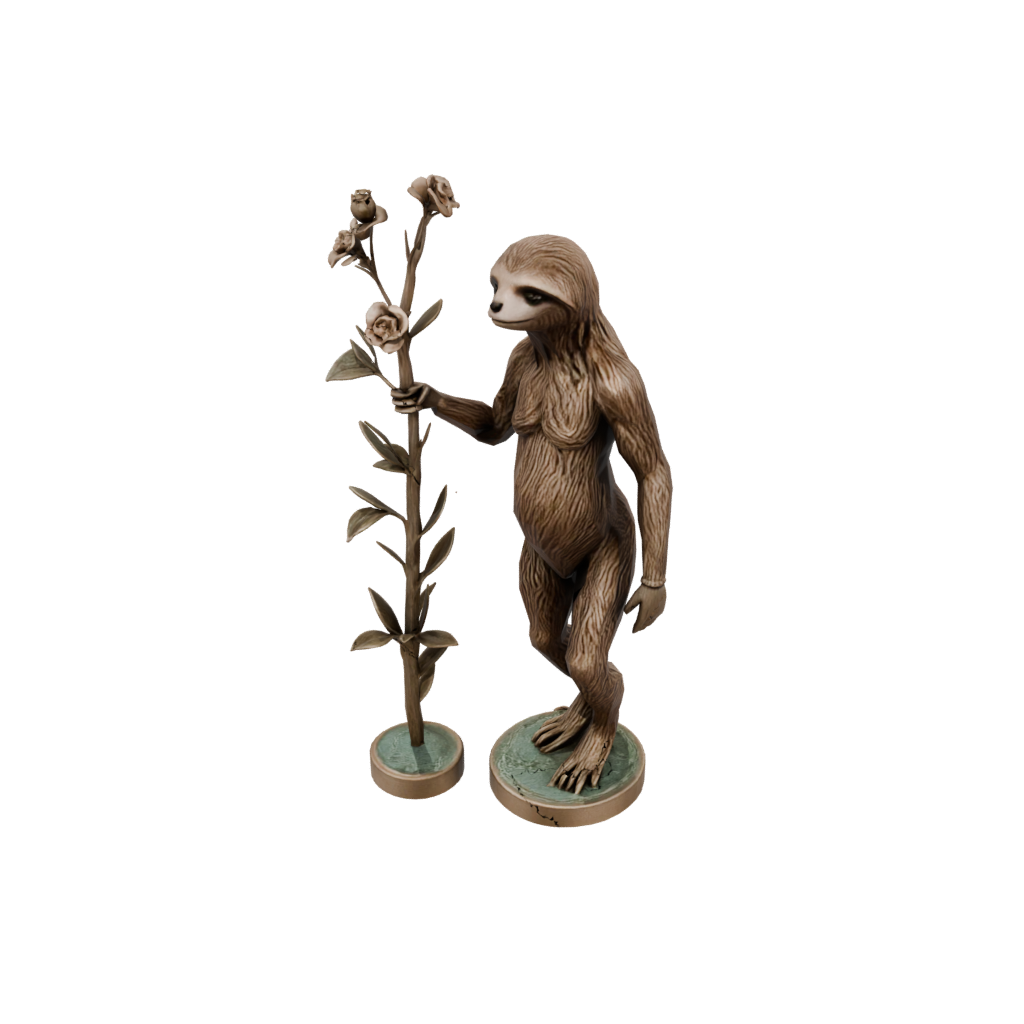 Bronze Floral Flexi Sloth — flexi animals 3D print model, STL