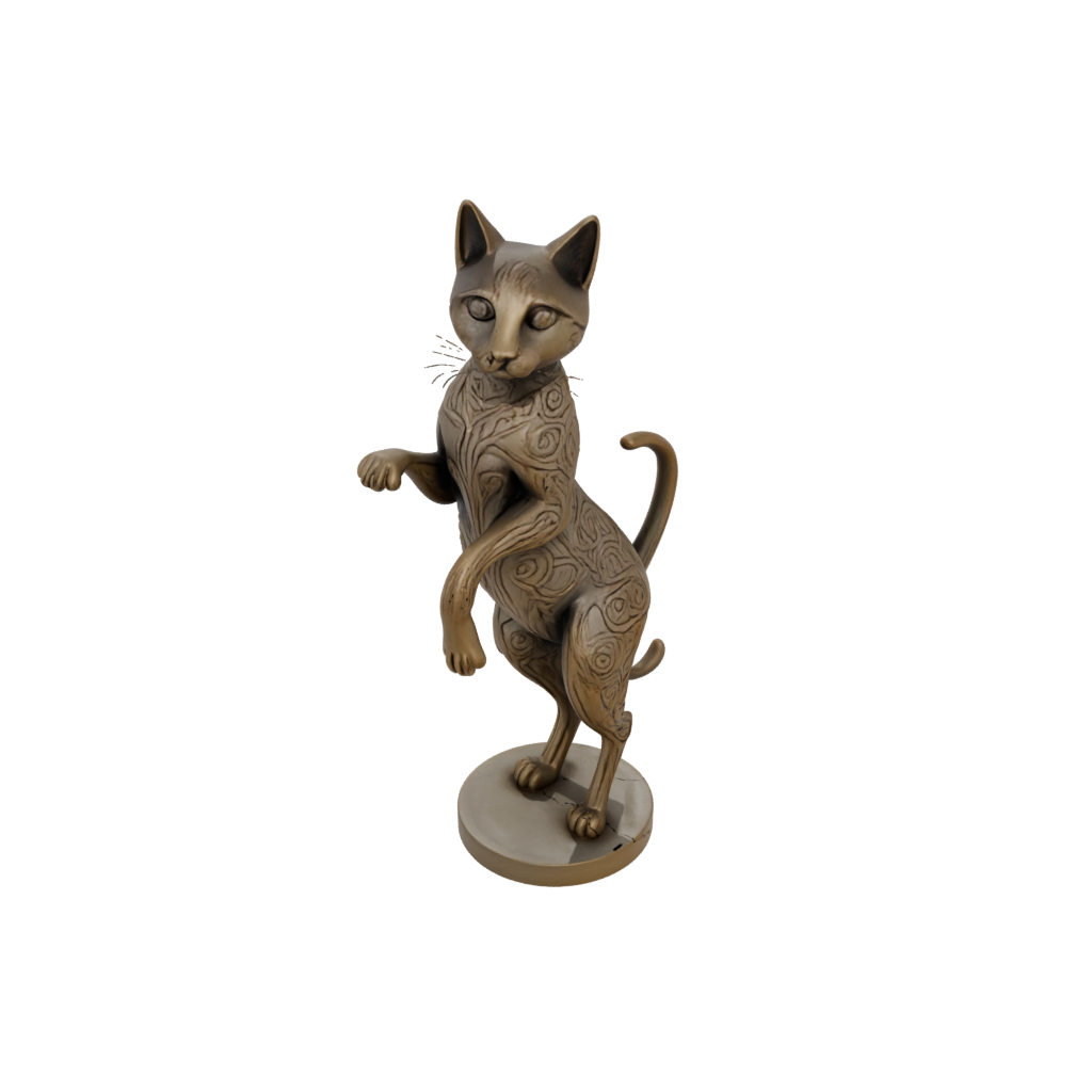 Bronze Floral Flexi Tabby Cat — flexi animals 3D print model, STL