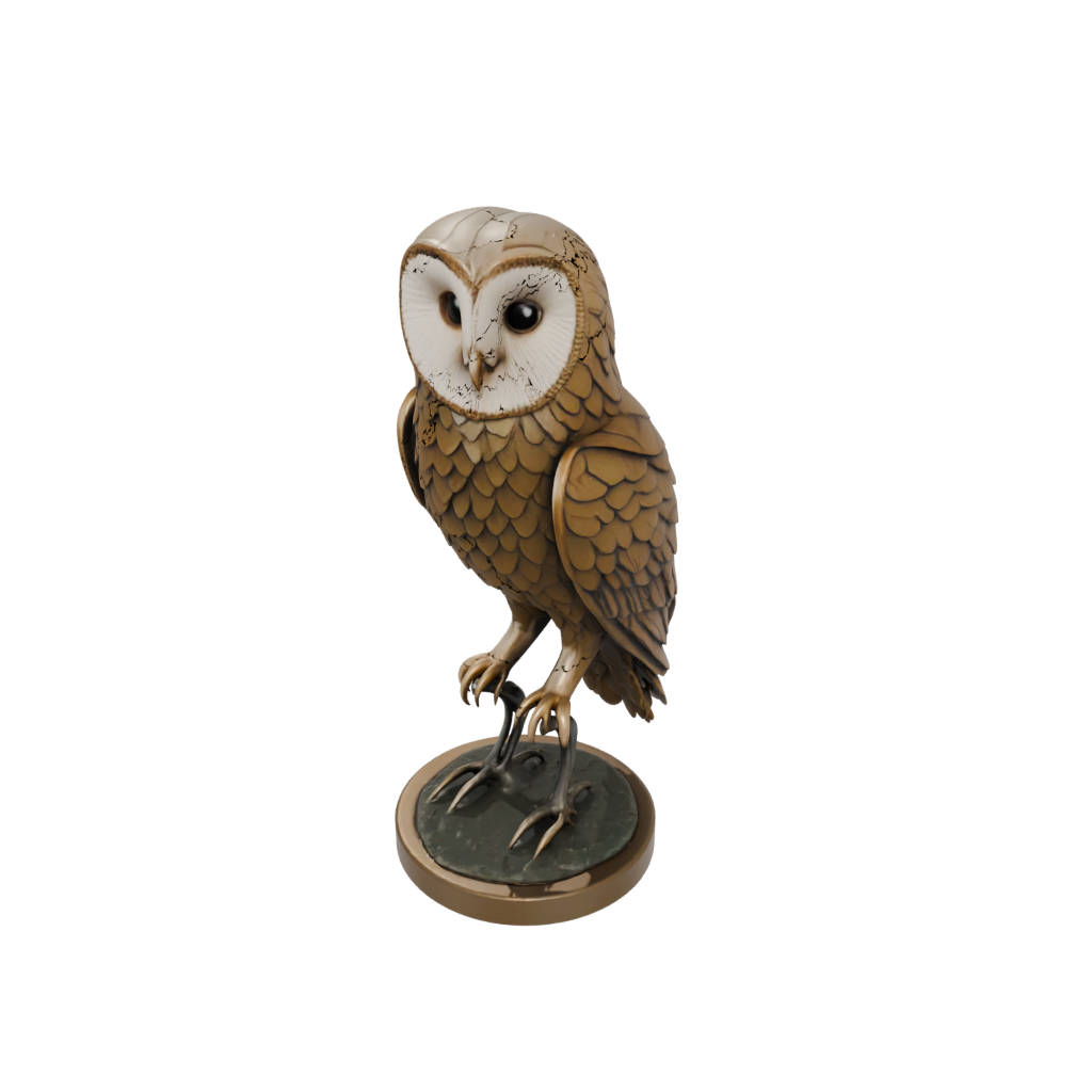 Bronze Geo Flexi Barn Owl — flexi animals 3D print model, STL