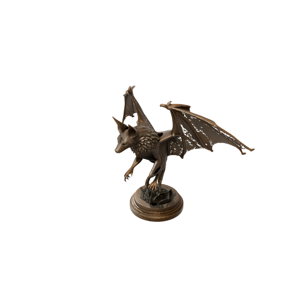 Bronze Geo Flexi Fruit Bat — flexi animals 3D print model, STL