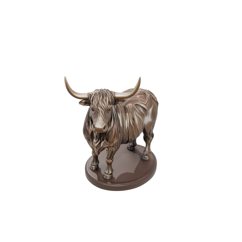 Bronze Geo Flexi Highland Cow — flexi animals 3D print model, STL